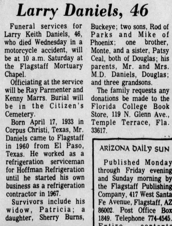 Obituary for Larry Keith Daniels (Aged 46)